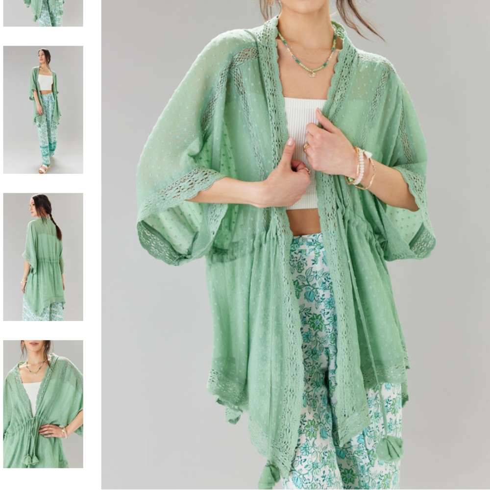 NEW Swiss dot crochet boho kimono - Picture 1 of 11